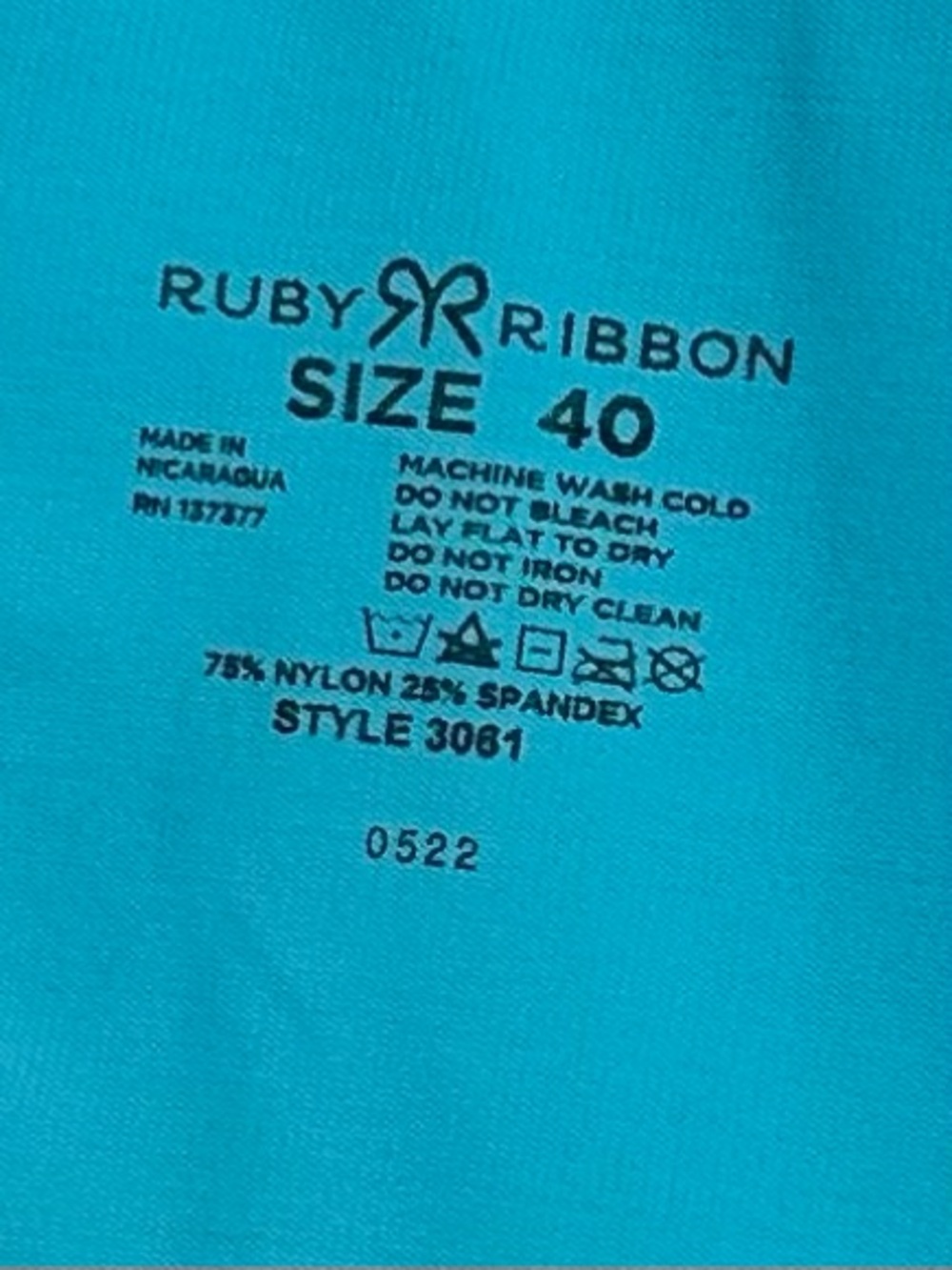 Ruby Ribbon Turquoise  V-Neck Satin Trim Cami Shapewear Top - Picture 6 of 6